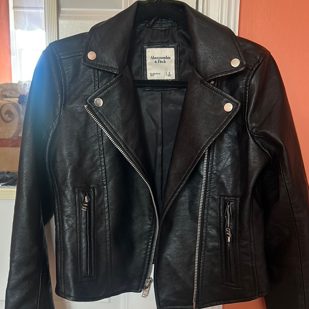 Brand New Abercrombie & Fitch Dark Leather Moto Jacket